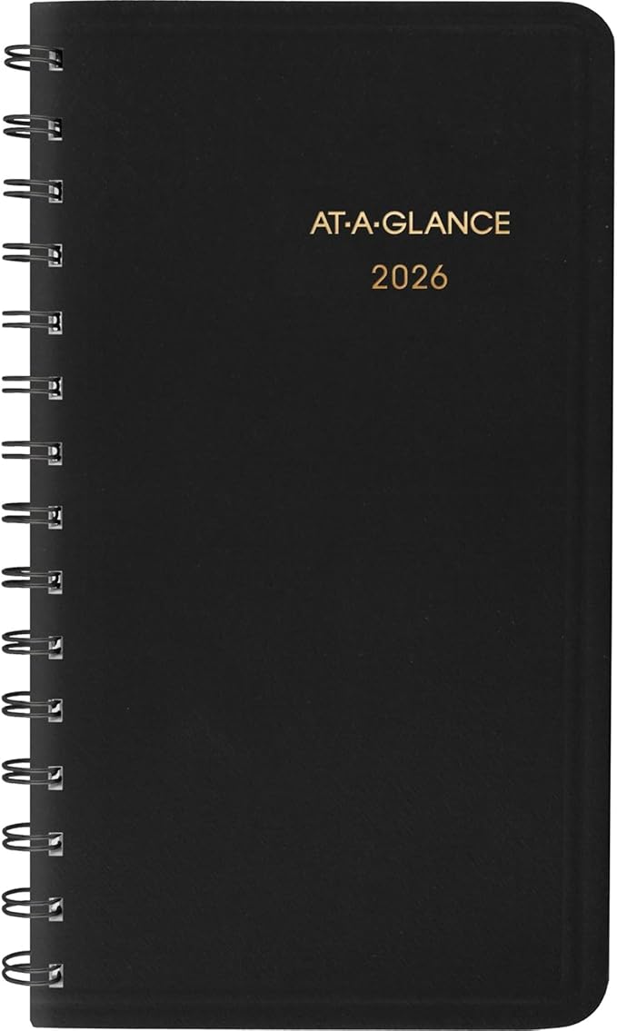 AT-A-GLANCE 2026 Planner, Weekly, 2-1/2" x 4-1/2", Pocket Size, Black (700350526)