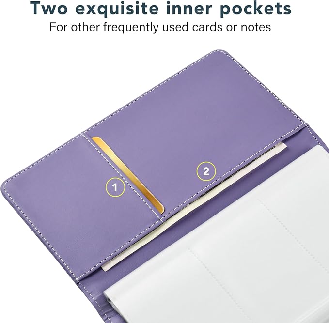 Leather Professional Business Card Holder Organizer Book - 300 Card Capacity Premium PU Folder with Soft Cover, Name Card Credit Cards Binder for Men/Women, Charm Purple