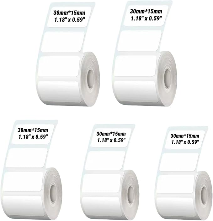 White Thermal Labels Compatible with Phomemo, Marklife for Barcode, Price Tags, Shipping & Logo Design (5, 1.18" x0.59" 460pcs/Roll)