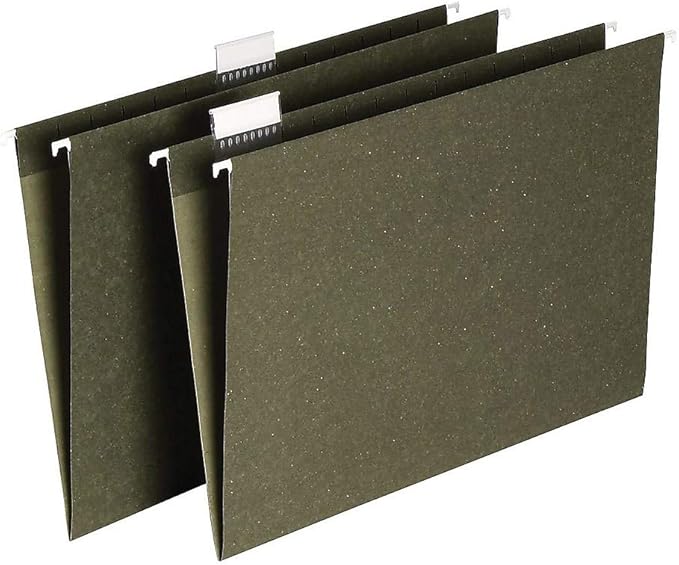 Staples Hanging File Folders, Legal Size, 5‑Tab, Standard Green – 25/Box