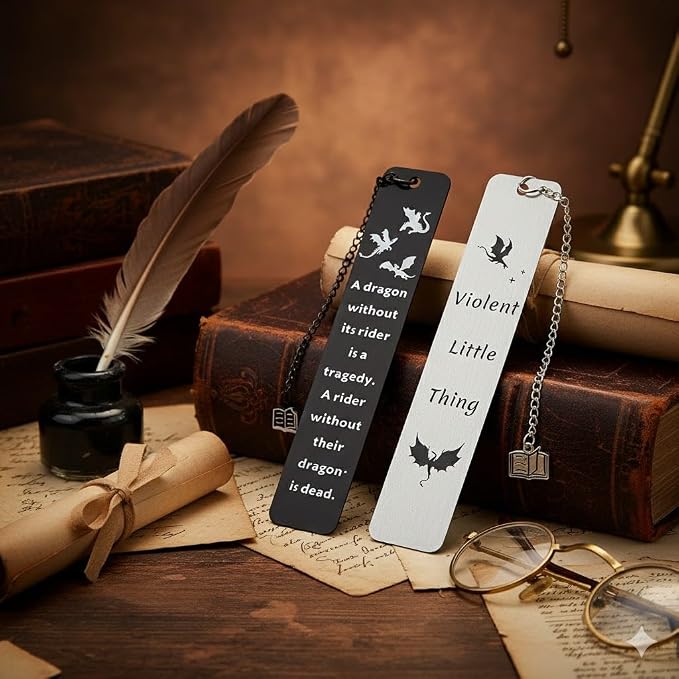 Dragon Metal Bookmarks Set, Fourth Wing Stainless Steel Bookmark with Charm, Book Mark for Reading Women and Men, Book Accessories for Book Lover (Style 6)