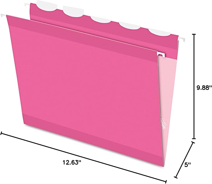 Pendaflex Color Hanging Folders, Built-In 1/5 Tab, Letter, Pink, 20/BX (90240)