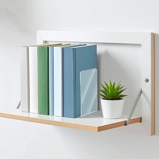 Kifmurase 16Pcs Bookends, Clear Acrylic Bookends for Shelves, Non-Slip Book Holder Stand, Decorative Book Stoppers, Heavy Duty Bookend for Office Desktop Organizer
