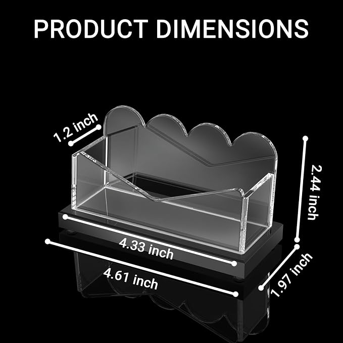 LUGUNU Acrylic Business Card Holder for Desk 2 Pack, Weighted Non-Slip Base Display Stand with 100-Card Capacity, Modern Professional Office Organizer for Home, Trade Shows, or Travel