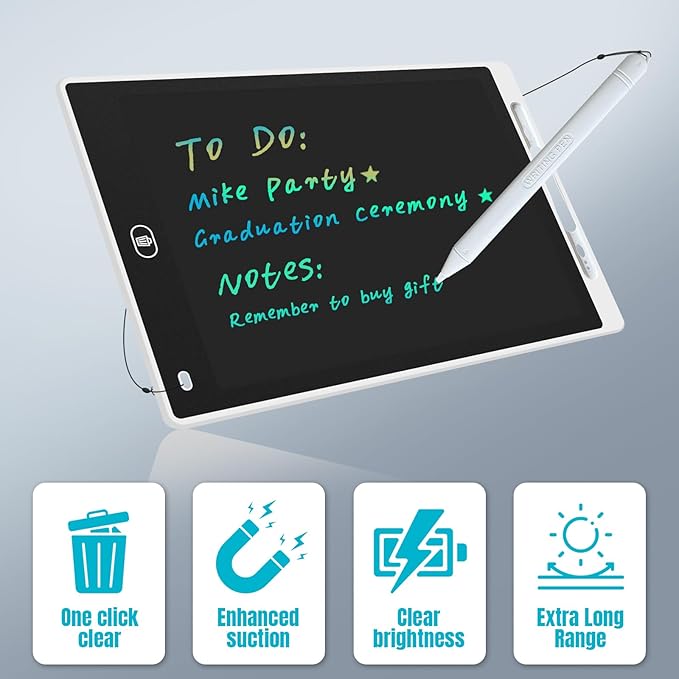 Magnetic Board for Fridge, 9.8”×6.7” Small LCD Writing Tablet Blackboard Grocery to Do List Magnet Pad Dry Erase White Black Whiteboard Adult Chore Chart Refrigerator Digital Notepad Message Center