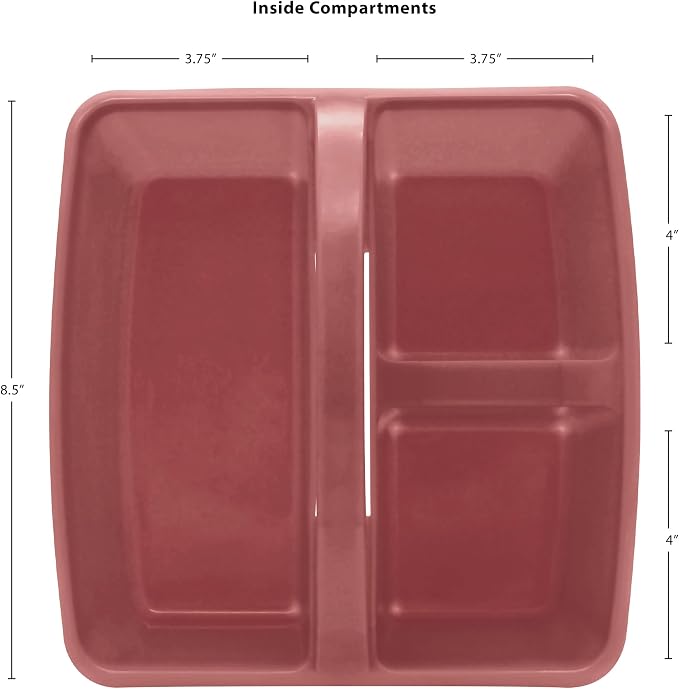 Teacher Created Resources Deep Rose Portable Plastic Storage Caddy 6-Pack for Classrooms, Kids Room, and Office Organization, 3 Compartments