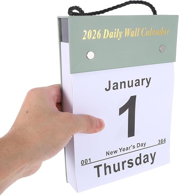 SEWACC Tear-off Daily Wall Calendar 2026 Large Print Vertical Hanging Planner Easy Read Day-to-day Organizer for Home Office School Study Room