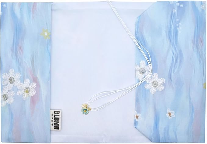 BLBMH 10x7 Book Cover | Handmade Non-Stretch Fabric Bible Cover with Bookmark | Washable Large Hardcover Paperback Protector | Privacy Reading Gift for Women - Flower B