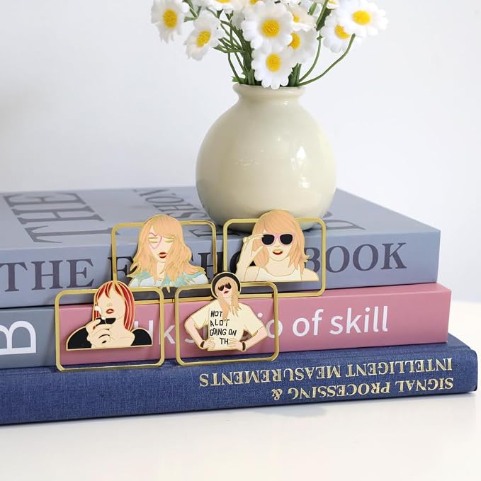 Nikolle 4Pcs Metal Bookmark, Metal Bookmarks for Book Lovers, Novel Books Reading Supplies, Gifts for Fans