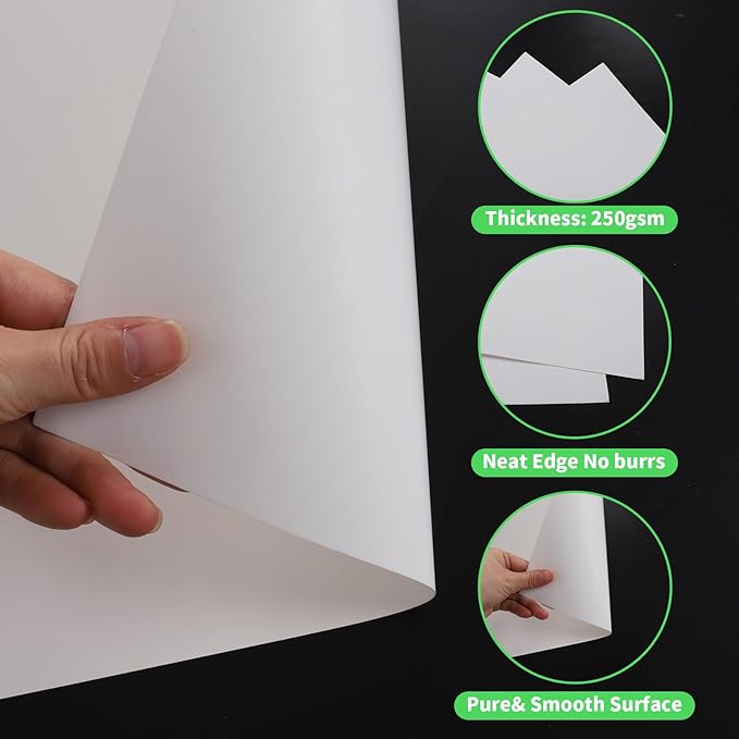 100Pcs White Poster Board 11"X14", 250GSM Thickness Poster Paper, Glossy& Matte Side Large Posterboard, Poster Board Bulk For School Arts Crafts,Project Presentations,Drawing,Office,Displays, Signs