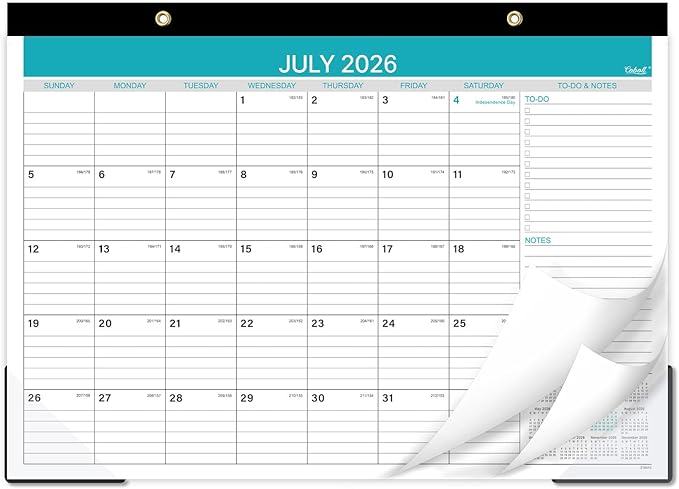 Desk Calendar 2026-2027 - Calendar 2026-2027 from July 2026 to December 2027, 12'' x 17'', 18 Monthly Desk Calendar with Ruled Blocks for Planning