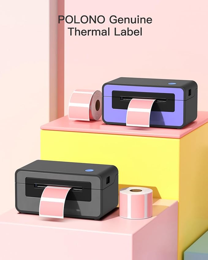 POLONO 2.25”x1.25” Direct Thermal Label, Perforated Sticker Labels for Address, Barcodes, Adhesive Multipurpose Labels Compatible with PL70E Label Printers (1000 Labels, Pink)