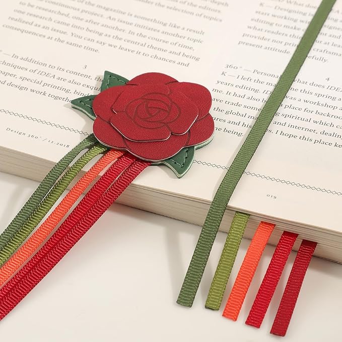 icceemee 2pcs Leather Bookmark with Sunflower Rose, Aesthetic Vintage Book Accessories, Handmade Tassel Bookmark for Women Men Gift