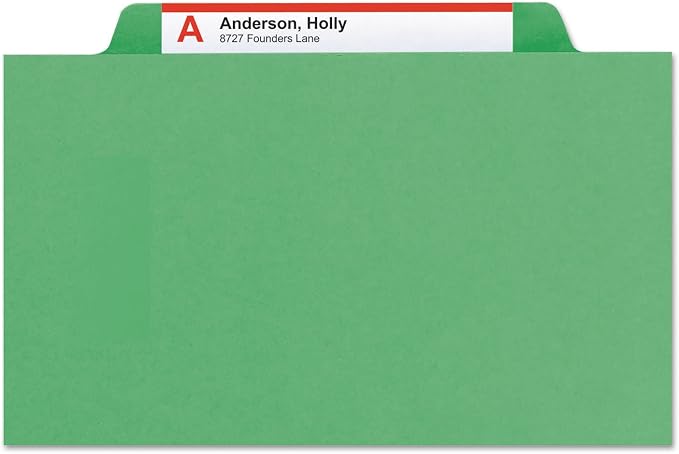 Smead Classification Folder with Prongs, 2 Dividers, 2" Fasteners, Letter Size, for Documents Organization, Durable File Organizer for Home, School or Office, Green (14702)