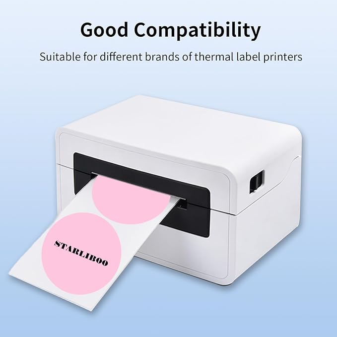 STARLIBOO Thermal Labels 3 inch, 800 Labels Round Thermal Printer Labels, Circle Direct Thermal Stickers for DIY Logo Design, Compatible with Rollo&MUNBYN (2Rolls/ Pink and Purple)