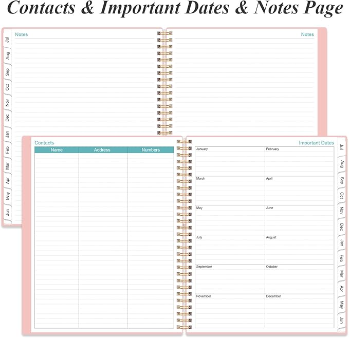 2026-2027 Planner - 8.5" x 11" Weekly Monthly Planner from July 2026 to June 2027 with 12 Monthly Tabs, Inner Pocket, Elastic Closure, Pink