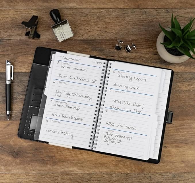 See It Bigger Medium 15-Month Undated Padfolio Planner – 9" x 7" Monthly & Weekly Dated Organizer with Removable Lined Notebook, Interior Pockets, and Large Print for Work & Personal Use