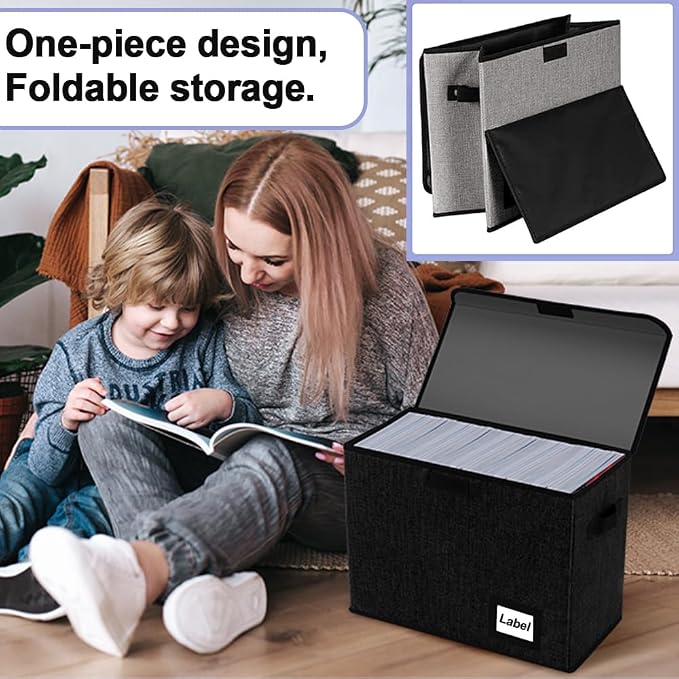 Comic Book Storage Box 15.5" X 7.5" X 11.3", Collapsible Holds 160-180 Comic Book Organizer Heavy Duty Comic Book Bin Container (1 pack, black)