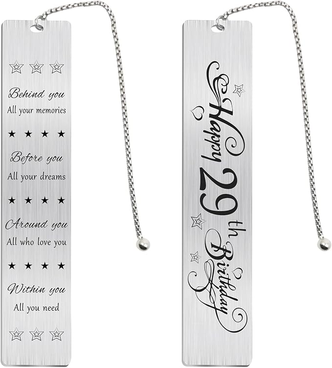 Jzxwan Happy 29th Birthday Gifts for Women Men, 29 Year Old Birthday Bookmark Gift for Her Him, 29 Bday Presents Decorations for Girls Boys