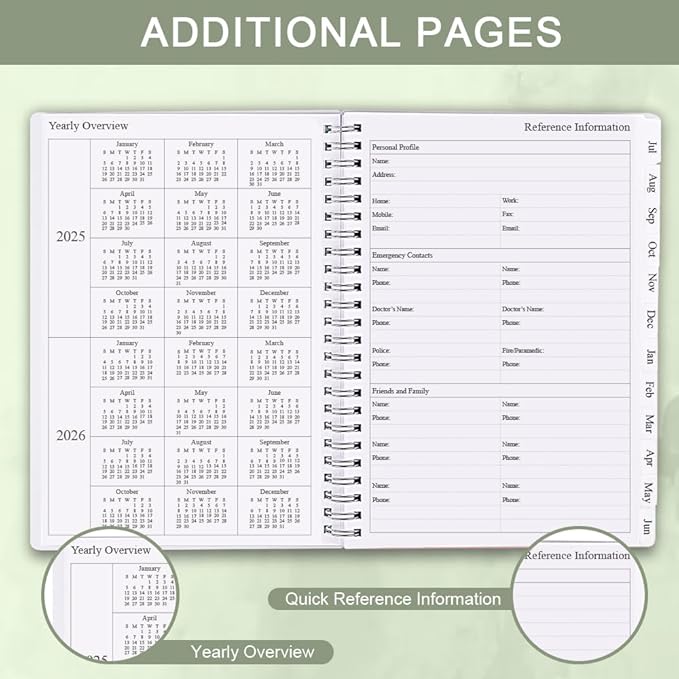 2025-2026 Planner - Academic Planner 2025 2026 for Women & Men, July 2025 - June 2026, Monthly and Weekly Calender with 12 Monthly Tabs, 6.4" x 8.5", Green