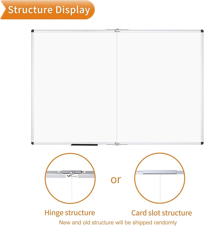 VIZ-PRO Magnetic Foldable Whiteboard, 48 x 48 Inches, Dry Erase Wall Mounted Board for School Office and Home