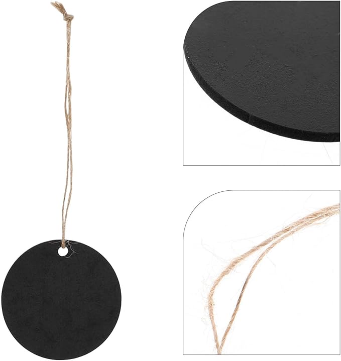 Operitacx 10Pcs Hanging Chalkboard Sign, Small Double Sided Hanging Chalkboard Tag with String, Erasable Labels Mini Chalk Boards for Message Party Wedding