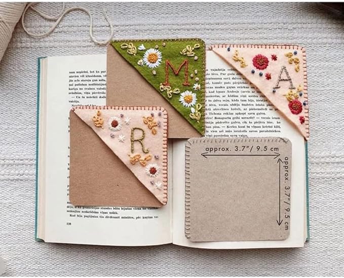 Personalized Hand Embroidered Corner Bookmark, 26 Letters Cute Flower Embroidered Corner Bookmark Embroidery Book Marker Clip for Book Lovers Bookmarks for Reading Lovers Meaningful GIF (Spring, H)