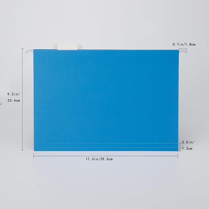 VZCPYTPM 25 Pack Hanging File Folders Letter Size,Blue Reliable Hanging Folders for Filing Cabinet,Reinforced Rods for Smooth Gliding,Includes 1/5 Adjustable Tabs & Inserts,Ideal for Home & Office