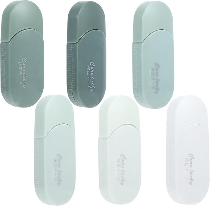 6pcs Green Gradient Correction Tape for Students, High Coverage Adhesive Tape Roller for Writing Error Correction, School and Office Supplies, Scrapbook and Card Making Use
