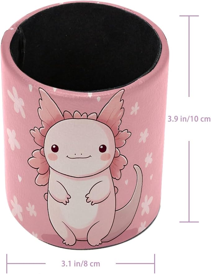 Axolotl Flower Pen Holder Pencil Organizer Cute Pencil Cup Desk Decor Makeup Brush Holder PU Multifunctional Office Supplies for Home Classroom School