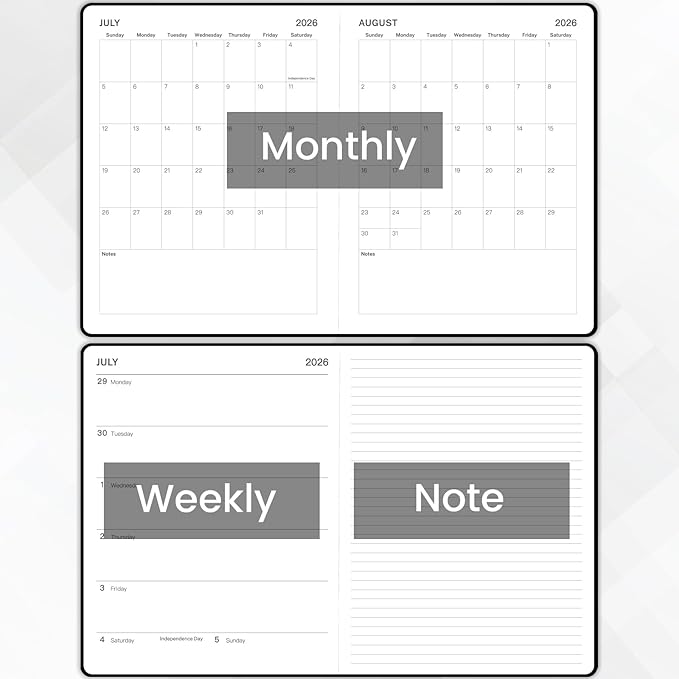 Planner 2026-2027 - Academic Planner 2026-2027, July 2026 - June 2027, 8'' x 10'', 26-27 Planner Weekly and Monthly, 26-27 Calendar Planners with Pen Holder, Elastic Closure, Leather Hardcover - Black
