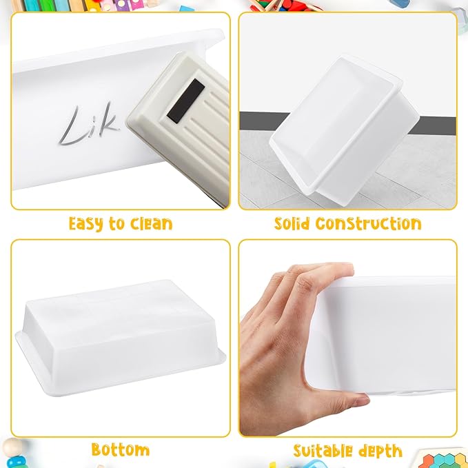 Hoteam 10 Pcs Flat Storage Organizer Tray Bin Paper Tray for Classroom Plastic Stackable File Organizer for School Office Teacher Book Organization(White,13.78 x 9.84 x 3.15 Inch)