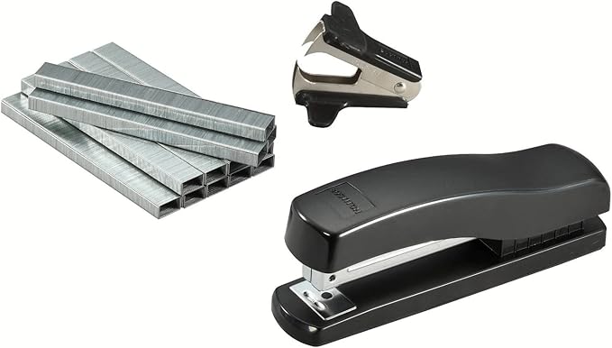 Bostitch Office Desktop Stapler Value Pack, 20 Sheet Capacity, Opens for Tacking, includes 5,000 Staples & Staple Remover, Black