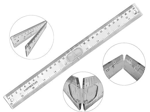Innovative Design Folding Ruler Pack/1, unfolds to a Length of 30cm (12"), When Folded, it conveniently Reduces to a Compact Size of 15cm(6 "), Clear Ruler 12", Portable and Easy to Carry