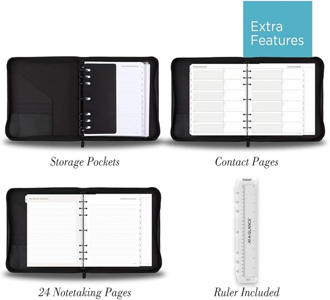 AT-A-GLANCE Genuine Leather Undated Starter Set, Folio Size, Black (038-0540-05)