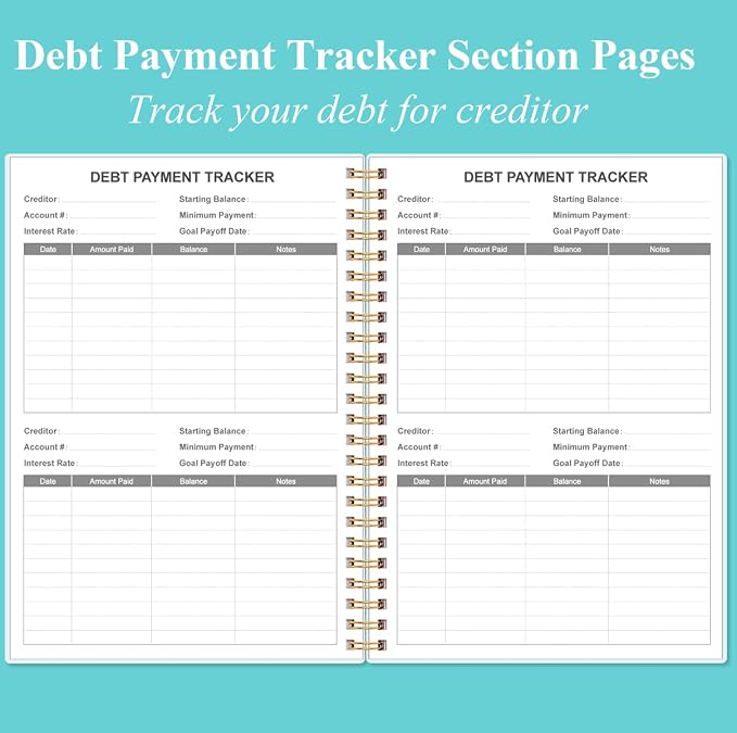 Bill Organizer - Monthly Bill Payment for Personal Budgeting Financial, Payments Checklist Organizer, 5.8" x 8.5", Teal Floral