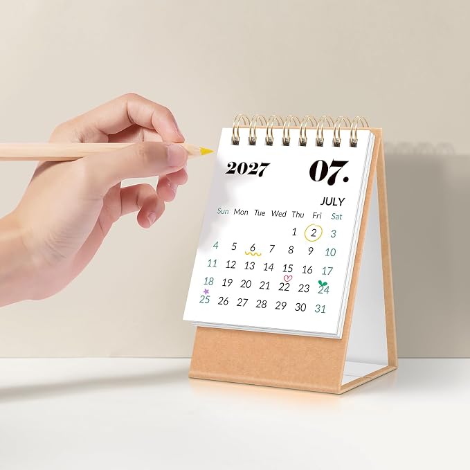 KONVINIT Small Desk Calendar 2026-2027, Aesthetic 2026 Desk Calendar - Runs From July 2026 Until December 2027, 18 Months Mini Desktop Calendar 2026 for School, Home & Office Supplies