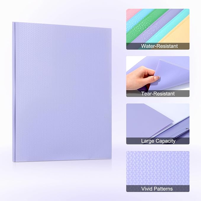 ViVin Sturdy Plastic Folder with Pockets,12 Pack,Heavy Duty Two Pocket 3 Prong Folders,Holds Letter Size Paper,File Folders with Business Card Slot for School Home and Office(Light Purple)
