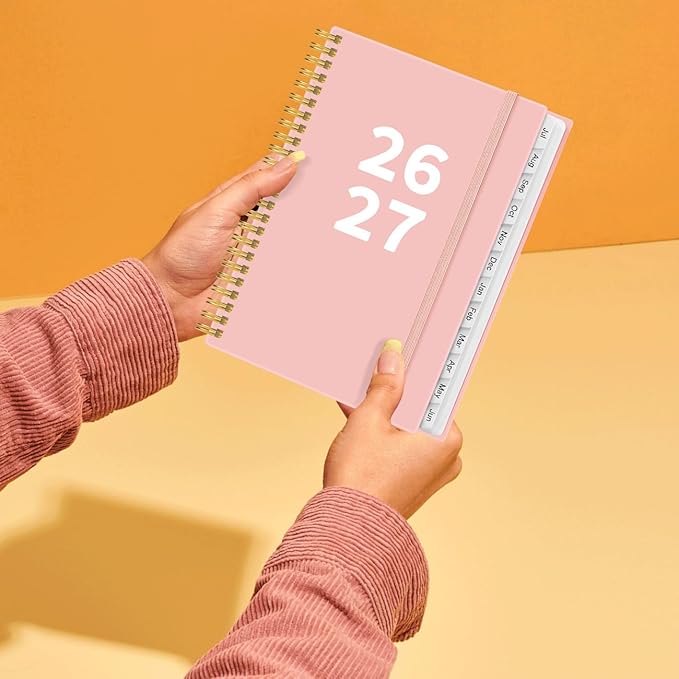 2026-2027 Planner - Planner 2026-2027 from July 2026 - June 2027, Weekly & Monthly Planner Spiral Bound with 12 Monthly Tabs, Inner Pocket, 6.4" x 8.5", Pink-A