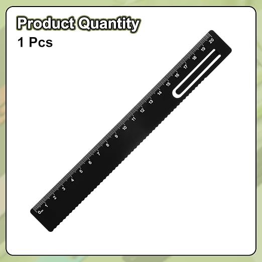 HARFINGTON Straight Ruler 20cm Metric Metal Aluminum Alloy Measuring Bookmark Clip Ruler Scale Tool for Measure Study Reading Classroom Office, Black