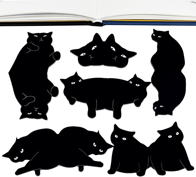 SONAME 12 Pieces Magnetic Bookmarks - Cute Cat Page Markers for Book Lovers,Book Markers Clip for Student Teacher Reading (AB)