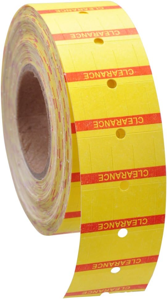 Red Reverse Print on Yellow "Clearance" Labels to fit Avery Dennison®/ Sato® M1 "Mighty One" Price Guns 16 Pack (Free Ink roll Included)