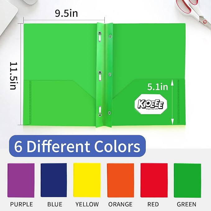 24 Pcs Plastic Folders with Pockets and Prongs (Multi-Colored),Letter Size,Business Card Slot,Bulk 2-Pocket Folder for School Office or Home,Durable Acid-Free Poly,Back to School Supplies