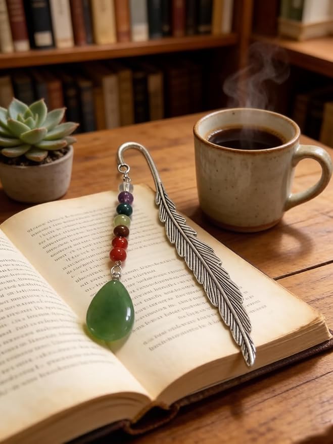 Metal Bookmark, Feather Book Marks with Pendants for Readers Book Lovers, Funny Gift Box Birthday Christmas Easter Gift for Adults Teen Boys Girls