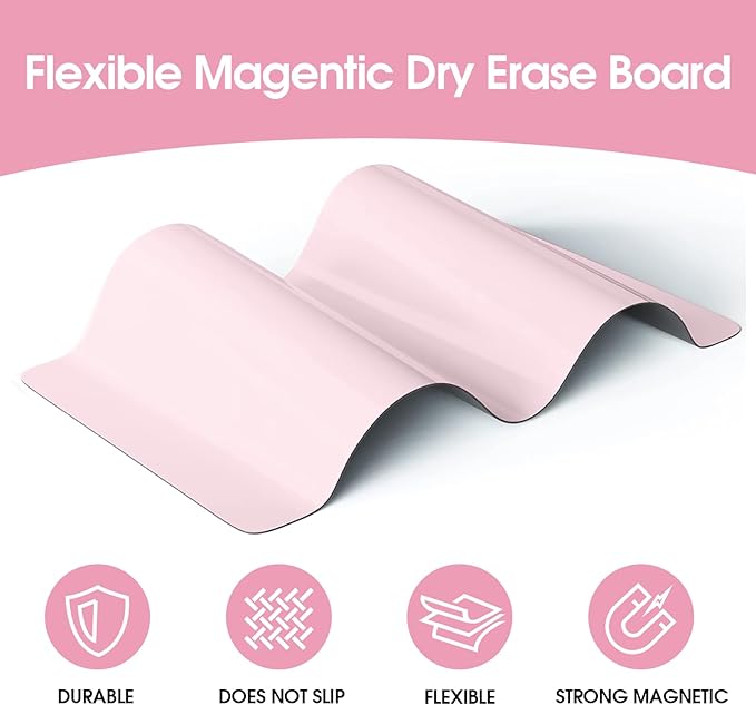 MaxGear 5 Pack Pink Magnetic Whiteboard for Fridge, 12 x 8 Inch Dry Erase Board for Refrigerator, Reusable Kitchen Planner, Magnetic Writing Board for Home, Includes 5 Markers, 5 Magnets and 1 Eraser