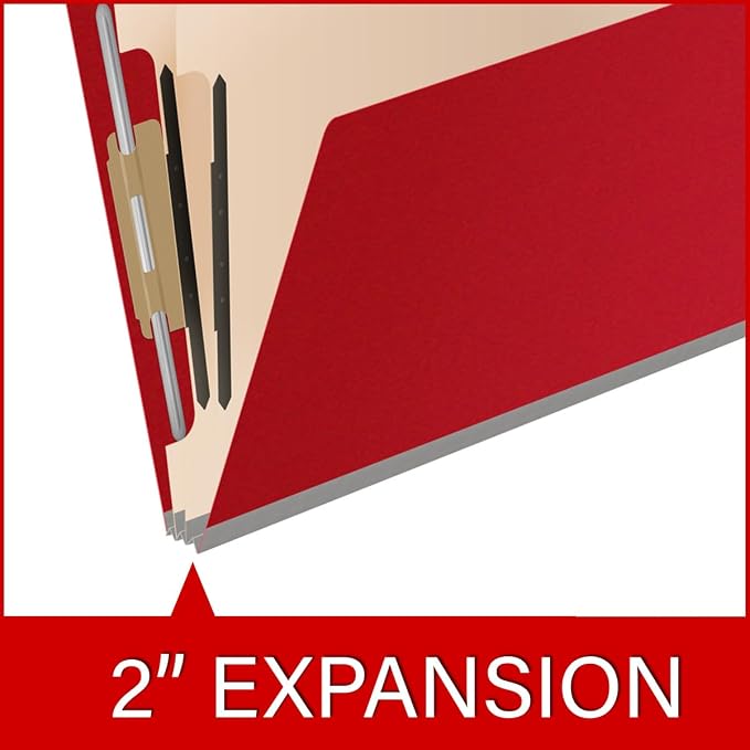 25 Pt. Pressboard Classification Folders, Full Cut End Tab, Letter Size, 2 Dividers, Deep Red (Box of 10)