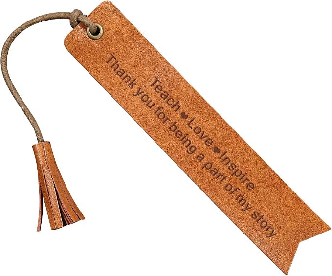Teacher Bookmark, Personalized Teacher Gifts Thank You for Being a Part of My Story Wedding Reader Leather Bookmark Wedding Party Gift (Teach Love Inspire)