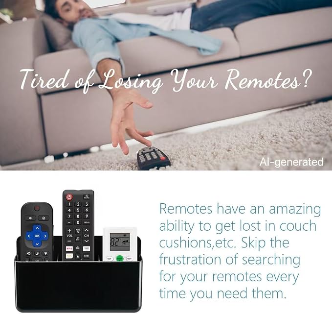 2Pcs Remote Control Holder Wall Mount, TV Remote Caddy Box Hollow Bottom Slot Easy Phone Charging, Self Adhesive Remote Holder,Wall Pen Holder Storage Accessories for Home Office School (White&Black)