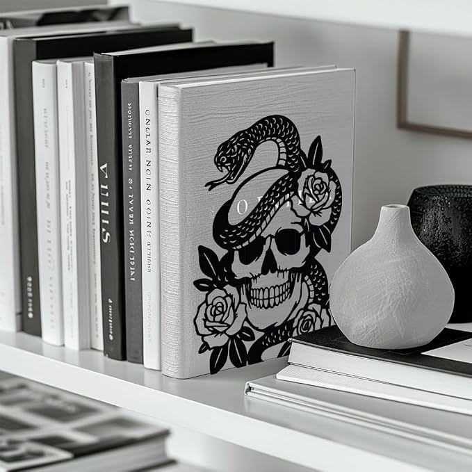 Peacoblue Metal Bookends for Shelves, Modern Decorative Heavy Duty Study Book Support Stoppers for Office, Desk, Shelf, Room 5.3"x4.3"x6.7" Cast Iron Simple Tall Bookends, 1 Pair (Skulls and Snakes)