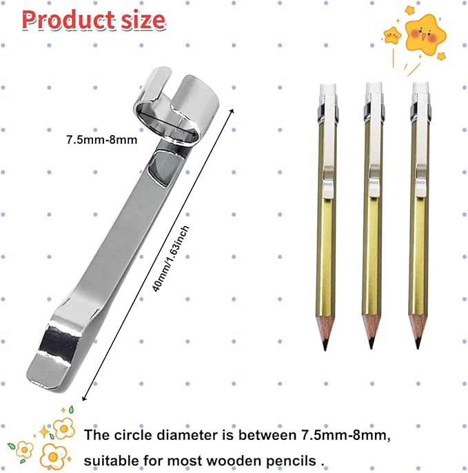 Adhere 12pcs Golf Pencils with eraser Hexagon gold with clips Graphite 2B for Golf Event Scoring,Wedding,Company Meetings,Pew, Pocket(z-Gold pencil+ pencil clip)